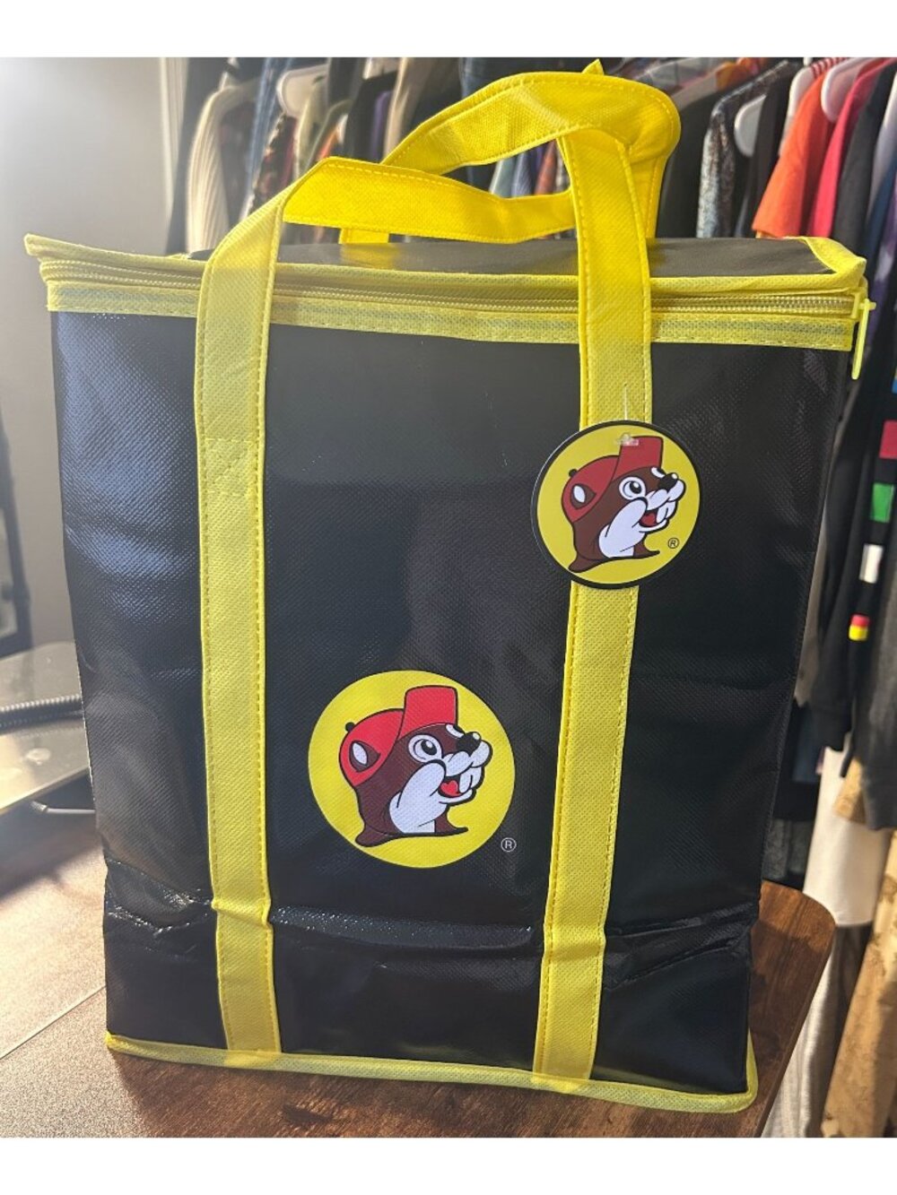 Buc-ees Insulated Black & Yellow Cooler Bag With Zipper & Handles - NEW w/ Tags
